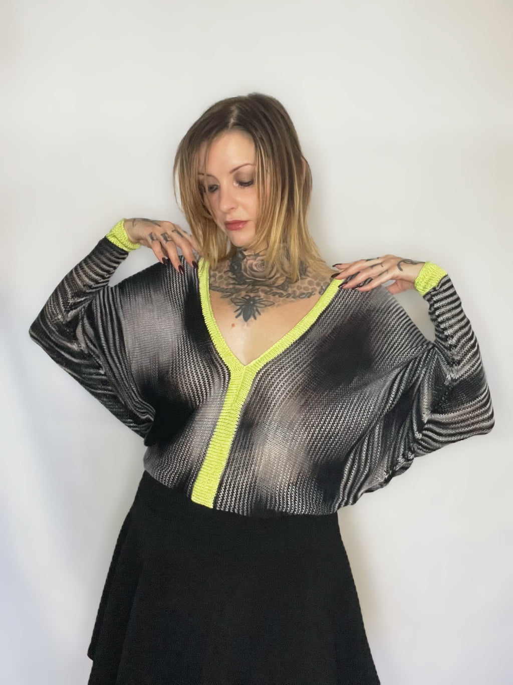 OOAK DOUBLE V-NECK DOLMAN SWEATER